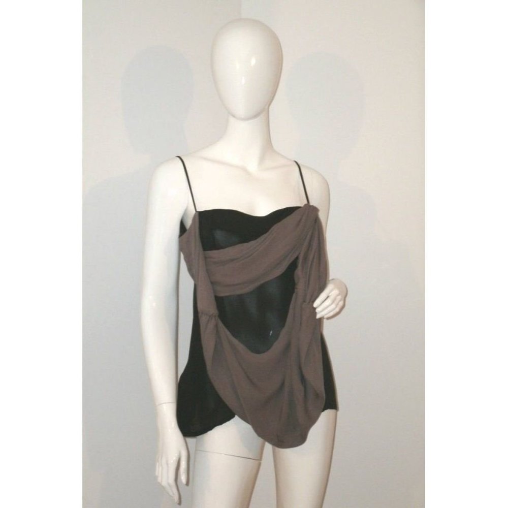 TT COLLECTION by Trina Turk Drapey BLACK CONCRETE Made in Los Angeles TOP Silk